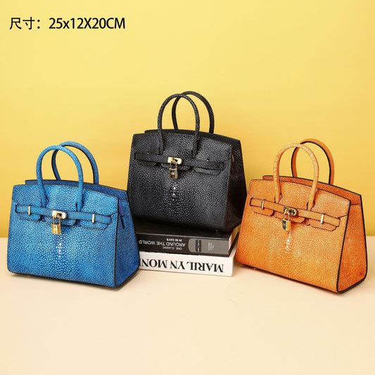 Chic Smooth Pearl-Embossed Birkin-Inspired Tote Bag for Women, Classic High-End Shoulder Crossbody Handbag with Timeless Fashionable Design, Versatile Everyday Purse
