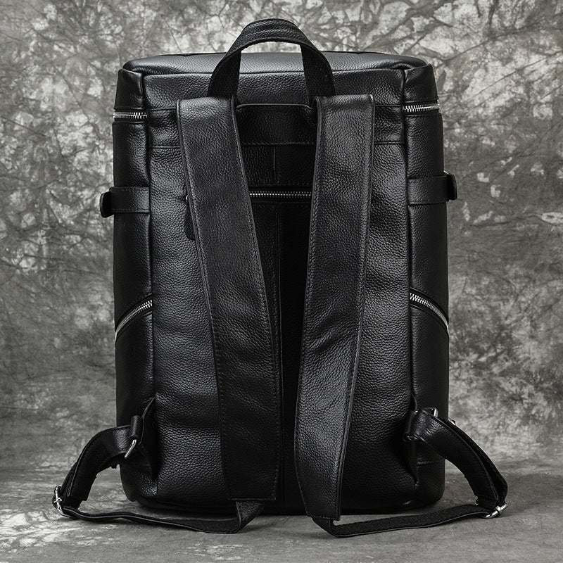 Fashionable Top Layer Cowhide Large Capacity Backpack, Student School Laptop Daypack, Premium Genuine Leather Bag for Men