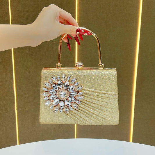 Dazzling Rhinestone-Embellished Evening Bag for Women, A Boutique-Style Top-Handle Handbag with Versatile Crossbody Shoulder Strap, Perfect for Banquets Weddings & Formal Gowns