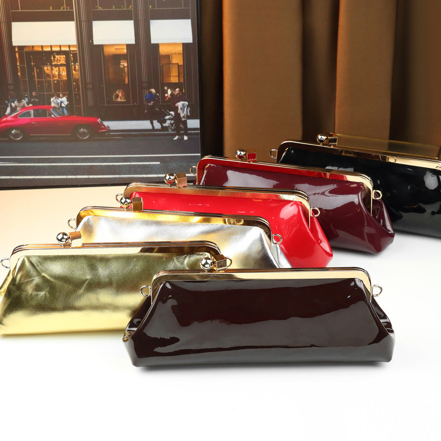 Glossy Round Ball Metal Clip Baguette Bag for Women Large Capacity Evening Shoulder Handbag, Premium Statement Purse with Shiny Hardware Accent