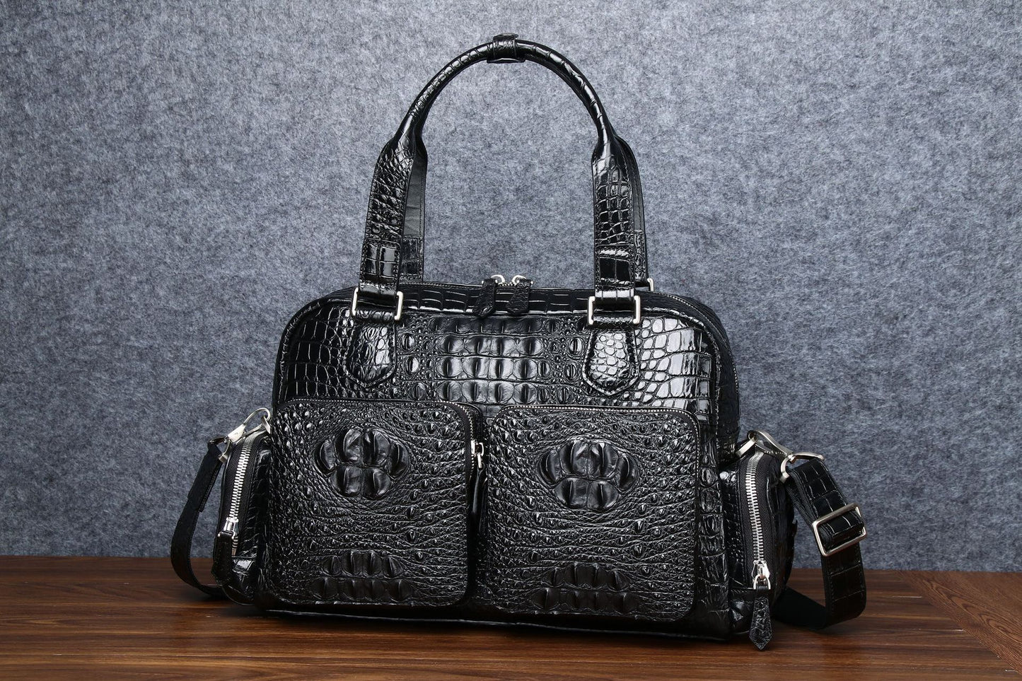 New Arrival Croc-Effect Travel Duffel Bag for Men, A High-End Large Capacity Top-Handle Crossbody Luggage Perfect for Business Trips & Travel
