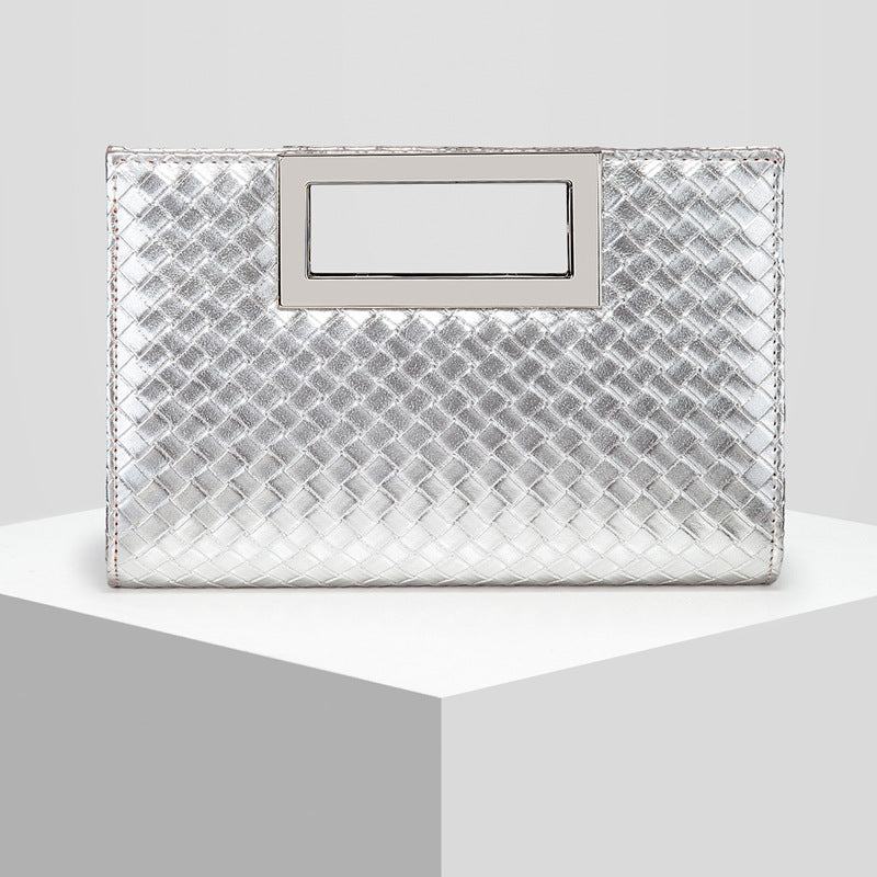 Woven Evening Clutch for Women, New Fashionable Banquet Top Handle Bag, Elegant Wedding Party Handbag for Ladies