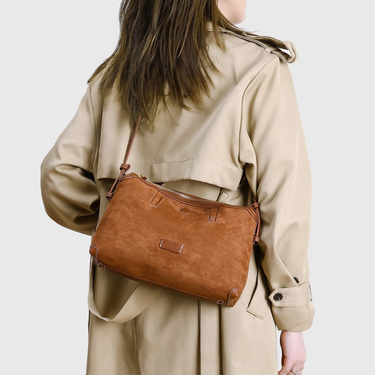 Genuine Suede Large Capacity Commute Bag for Women, Fall Winter Vintage Shoulder Underarm Crossbody Purse, Versatile Everyday Handbag for Ladies