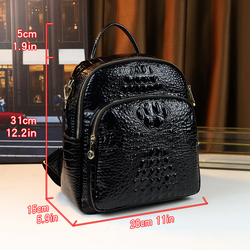 New Arrival Croc-Effect Large Capacity Backpack for Women, A Versatile Casual Travel Commuter Daypack with Premium Design, Perfect for Business Trips & Daily Use