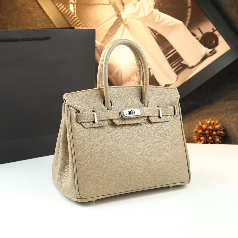 New Arrival Pebbled Leather Birkin-Inspired Tote Bag for Women, Large Capacity Turn-Lock Shoulder Crossbody Handbag with Light Luxury Style, Perfect Commuter Purse for Work & Everyday