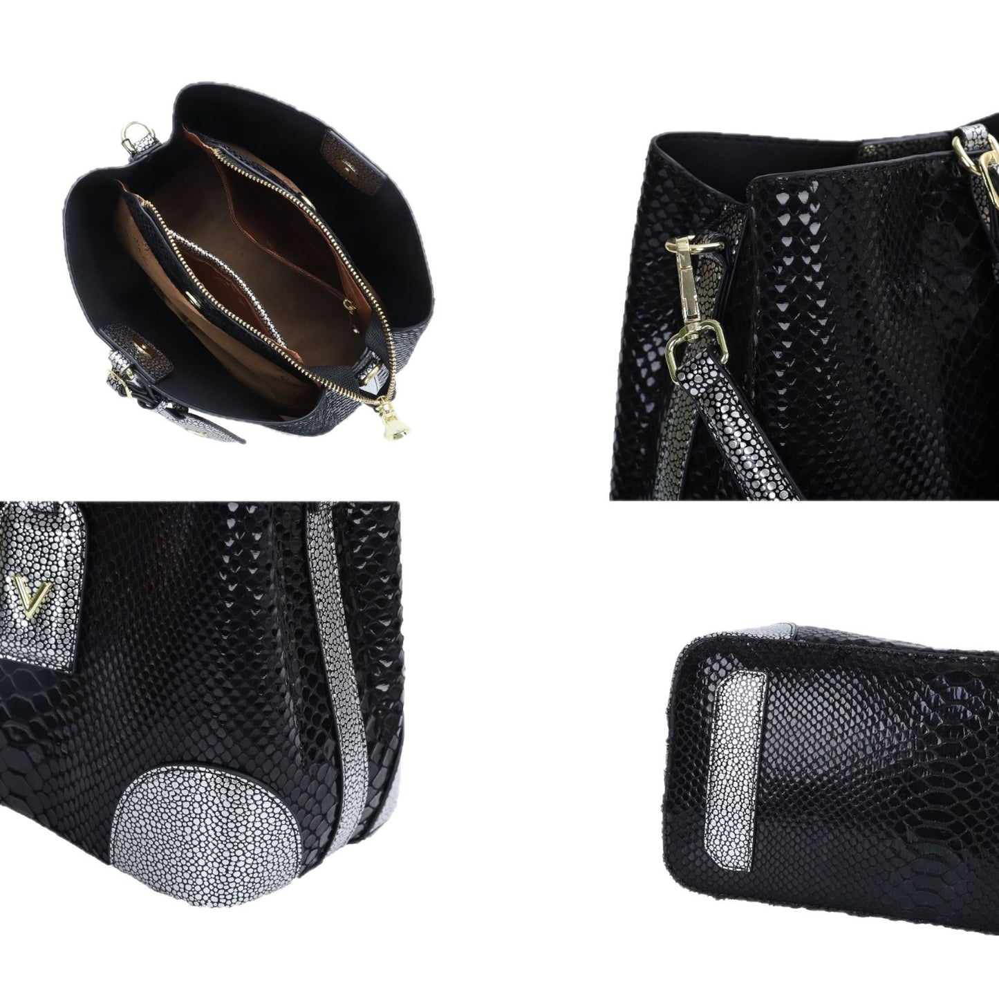 Snakeskin Embossed Bucket Bag for Women Fall Winter Shoulder Crossbody Handbag, Trendy Exotic Texture Purse with Versatile Style