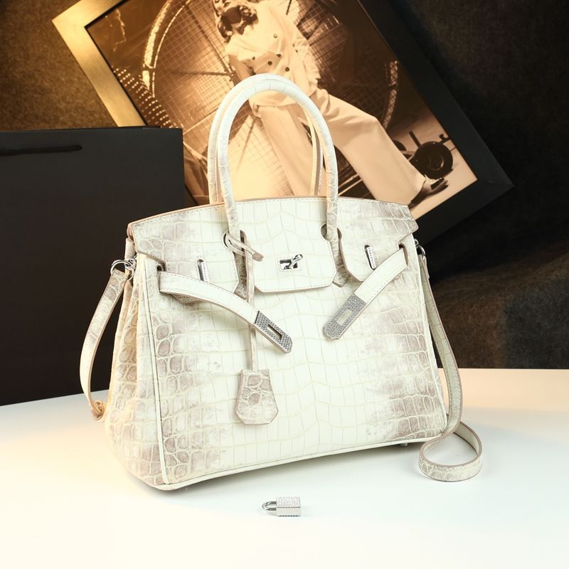 Chic Croc-Embossed Birkin-Inspired Tote Bag for Women, Premium Genuine Leather Top-Handle Crossbody Shoulder Handbag with Elegant Spacious Design, Everyday Purse