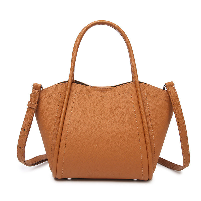 Top Layer Cowhide Basket Bucket Tote Bag for Women Large Capacity Casual Shoulder Handbag, Bestselling Purse with Trendy Elegant Design
