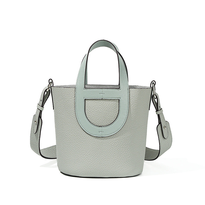 Premium Togo Leather Bucket Bag in Top Layer Cowhide, Versatile Crossbody Shoulder Purse, Niche Designer Handbag for Women