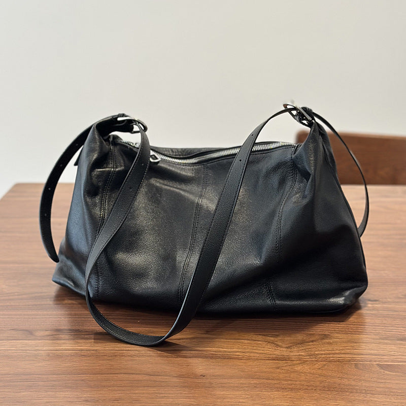 Genuine Top Layer Cowhide Tote Bag for Women, New Spring Large Capacity Casual Shoulder Crossbody Purse, Premium Niche Designer Handbag for Ladies