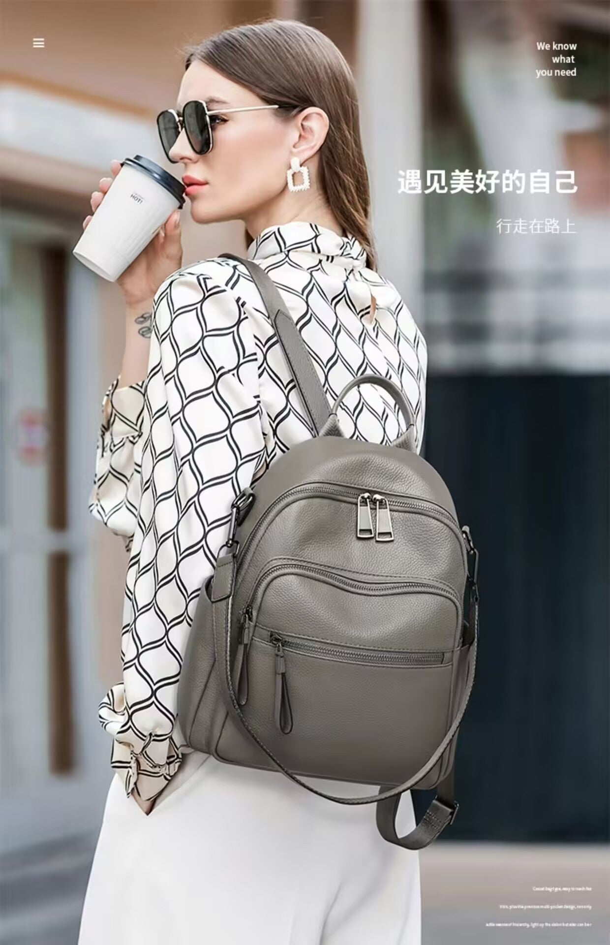 Genuine Top Layer Pebbled Cowhide Leather Backpack for Women, Multi-Pocket Large Capacity Commute Casual Daypack, Versatile Travel Shoulder Bag for Ladies