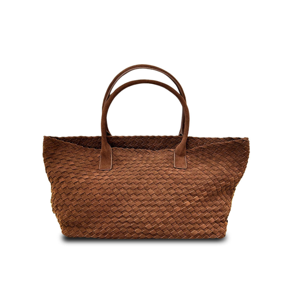 First layer cowhide genuine leather woven vegetable basket, first layer frosted cowhide tote large capacity portable large bag women