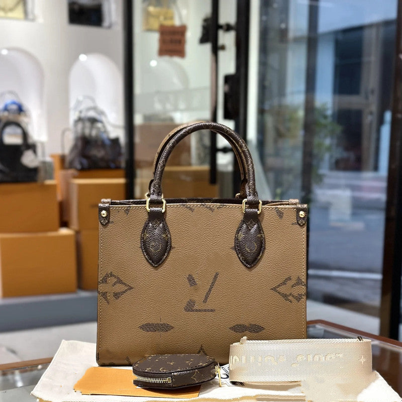 Genuine Leather Jungle Tote Bag Set for Women Large Capacity Shoulder Crossbody Handbag, Versatile Purse with Detachable Sub-Bag Design