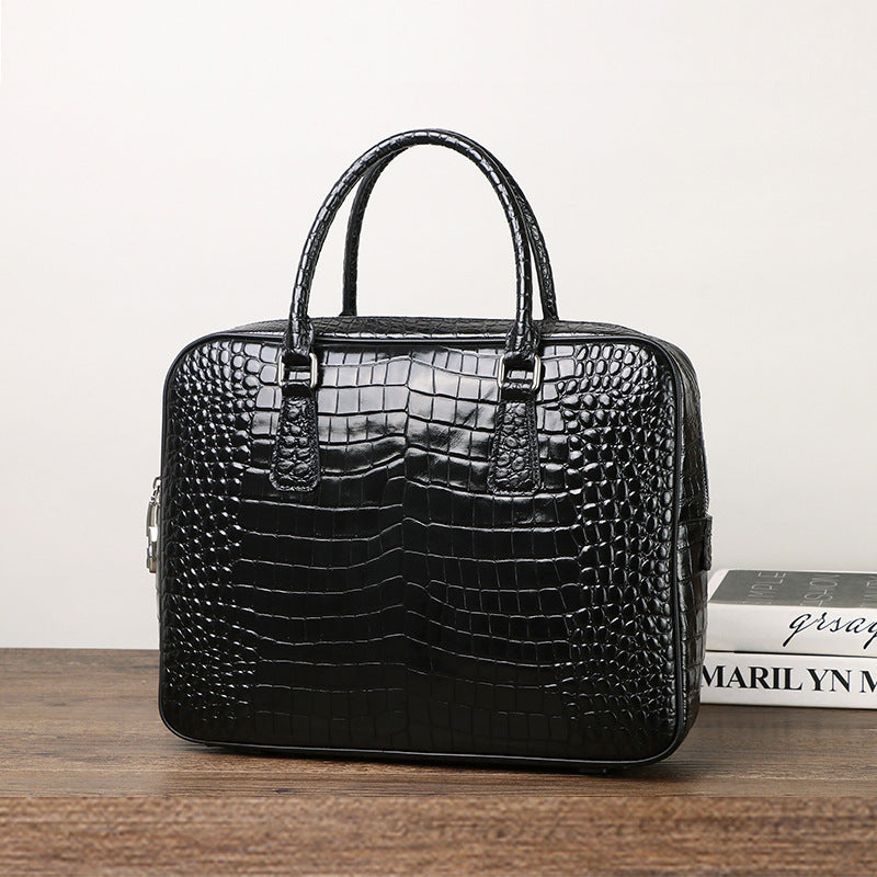 New Arrival Croc-Effect Business Briefcase for Men, A Large Capacity Top-Handle Laptop Commuter Bag with Professional Design
