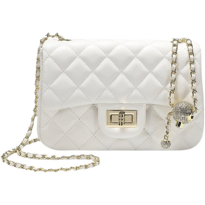 New Chanel-Style Quilted Chain Bag with Gold Ball, Shoulder Crossbody Purse, Chic Handbag for Women