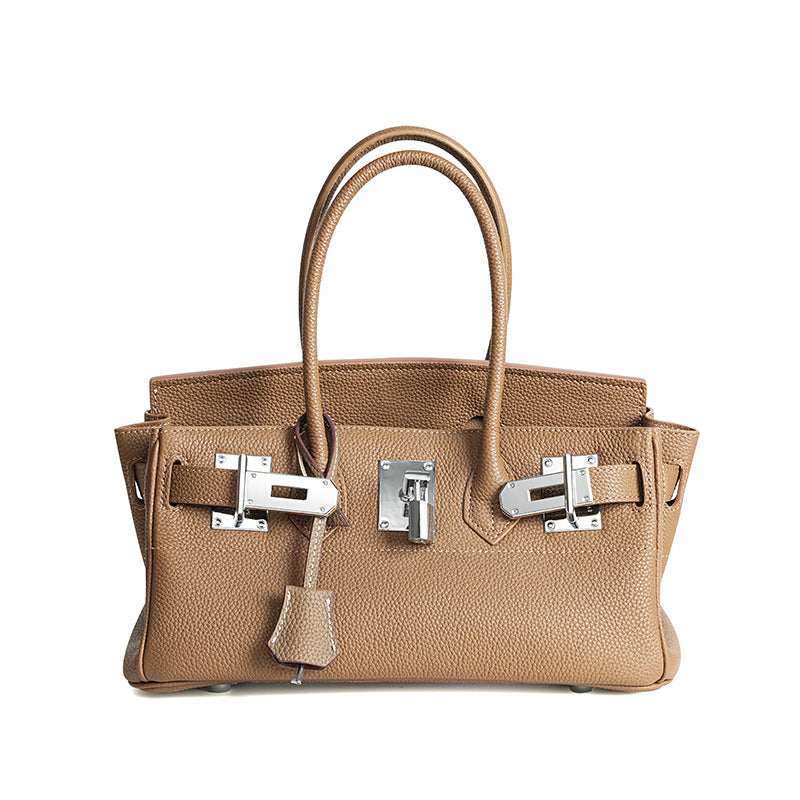 【Pebbled Top-Layer Leather】Premium Birkin-Inspired Tote Bag for Women, High-Quality Genuine Leather Large Capacity Commuter Top-Handle Handbag