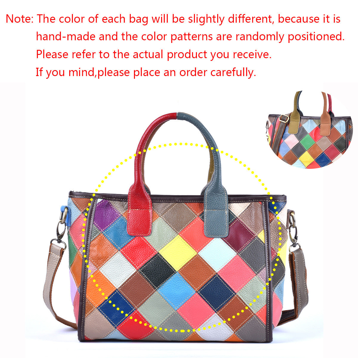 Genuine Cowhide Plaid Color Block Patchwork Handbag for Women, Handmade Top Handle Shoulder Crossbody Purse, Designer Leather Bag for Ladies