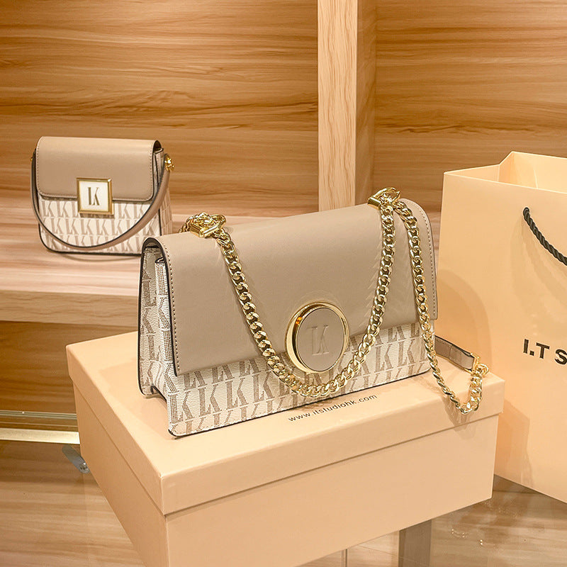 Genuine Leather Chain Small Square Bag for Women, New 2026 Fashionable Crossbody Purse, Trendy Mini Handbag for Ladies