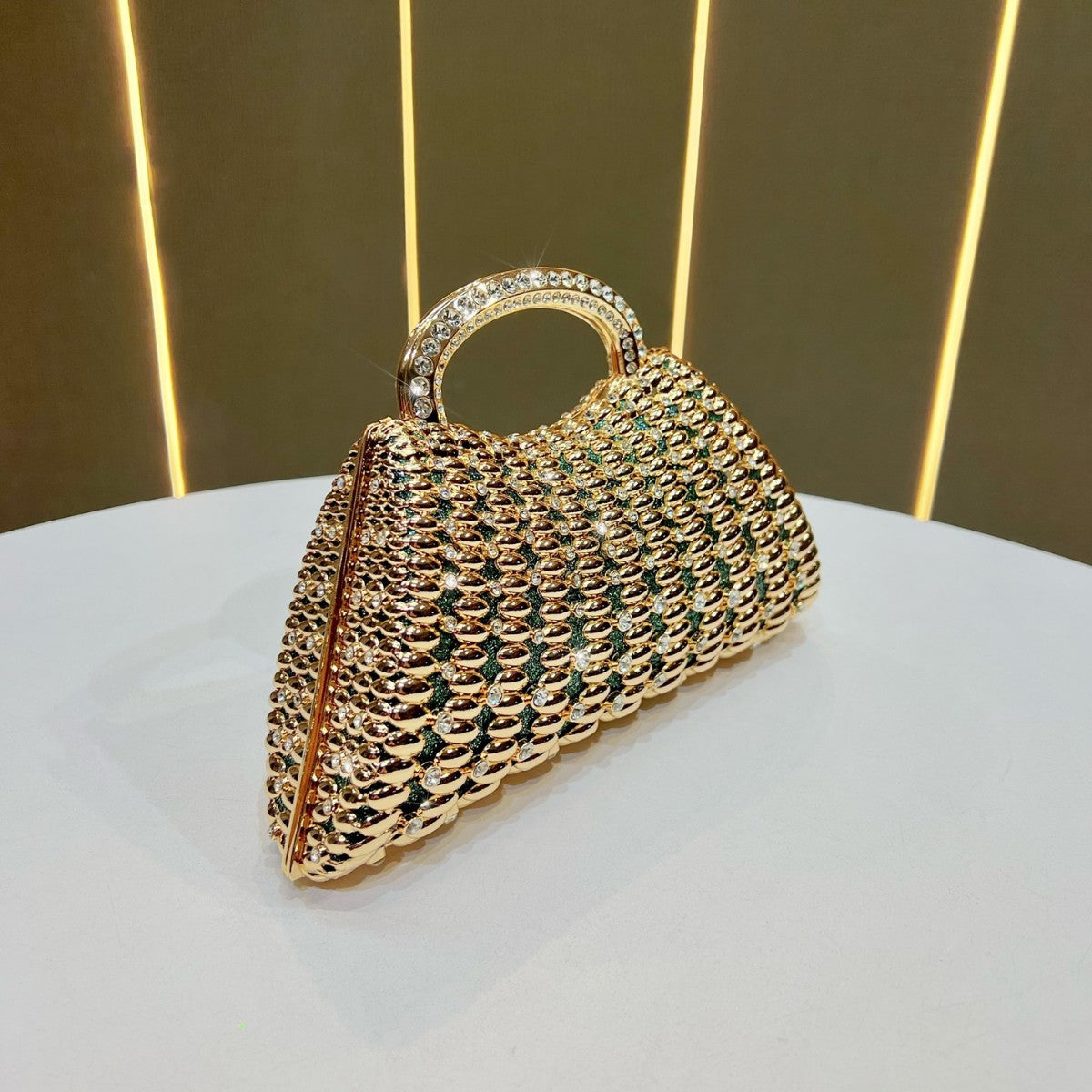 Exquisite Rhinestone-Embellished Evening Clutch for Women, A Light Luxury Crystal-Studded Top-Handle Handbag with Removable Crossbody Strap, Perfect for Banquets Weddings & Formal Events