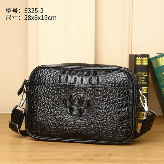 New Arrival Croc-Effect Small Crossbody Bag for Men, A High-End Horizontal Mini Backpack Shoulder Bag with Trendy Casual Design