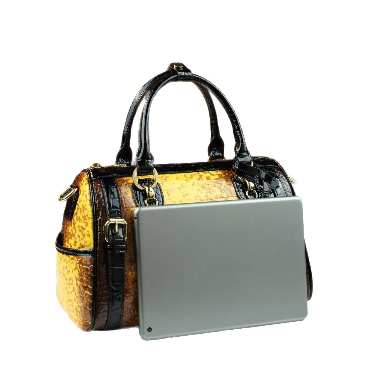 New Arrival Gradient Two-Tone Croc-Effect Pillow Bag for Women, A Large Capacity Top-Handle Shoulder Crossbody Handbag with Trendy Design, Perfect for Travel & Outings