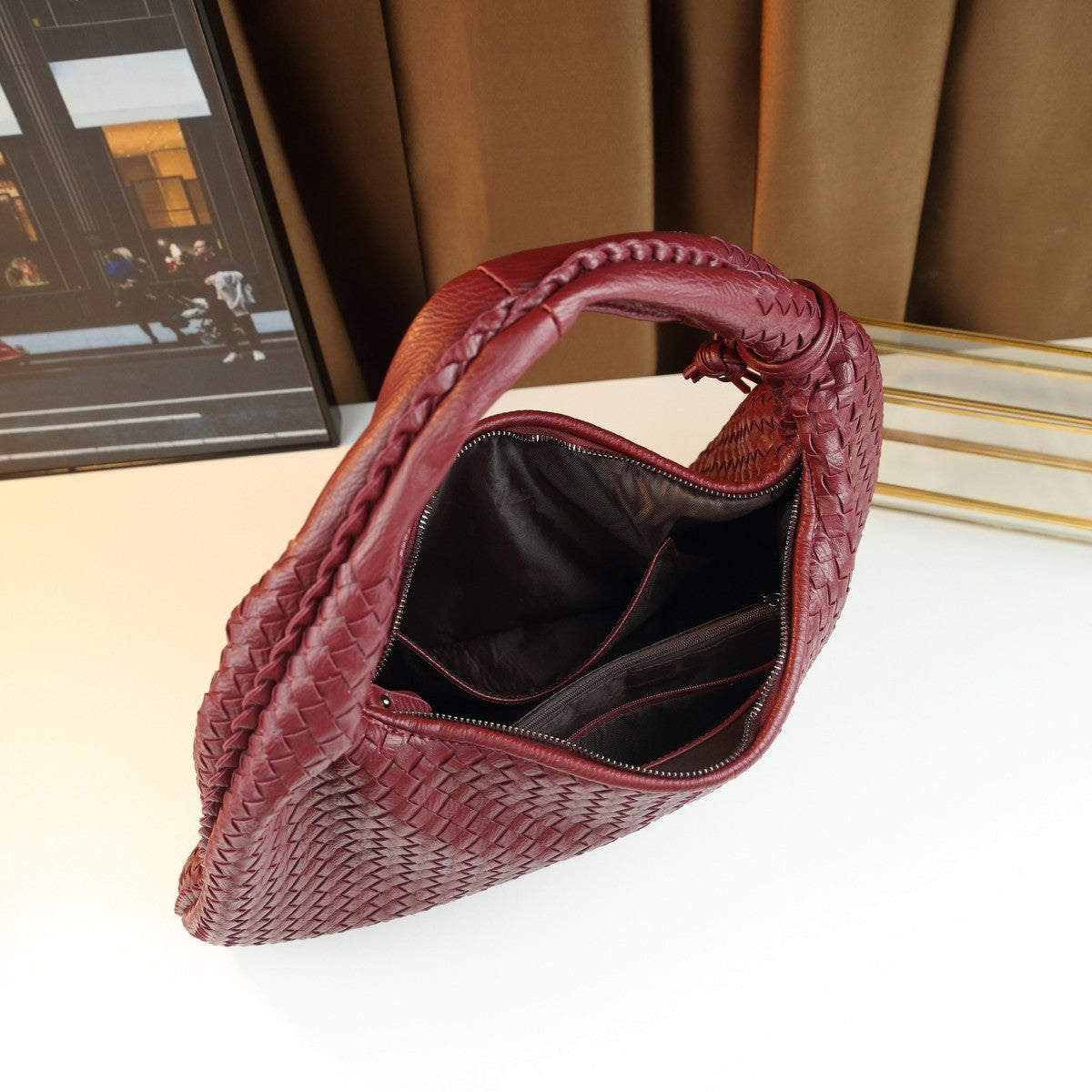 Handwoven Dumpling Bag for Women Vintage European Style Shoulder Underarm Handbag, Large Capacity Casual Purse with Artisan Texture
