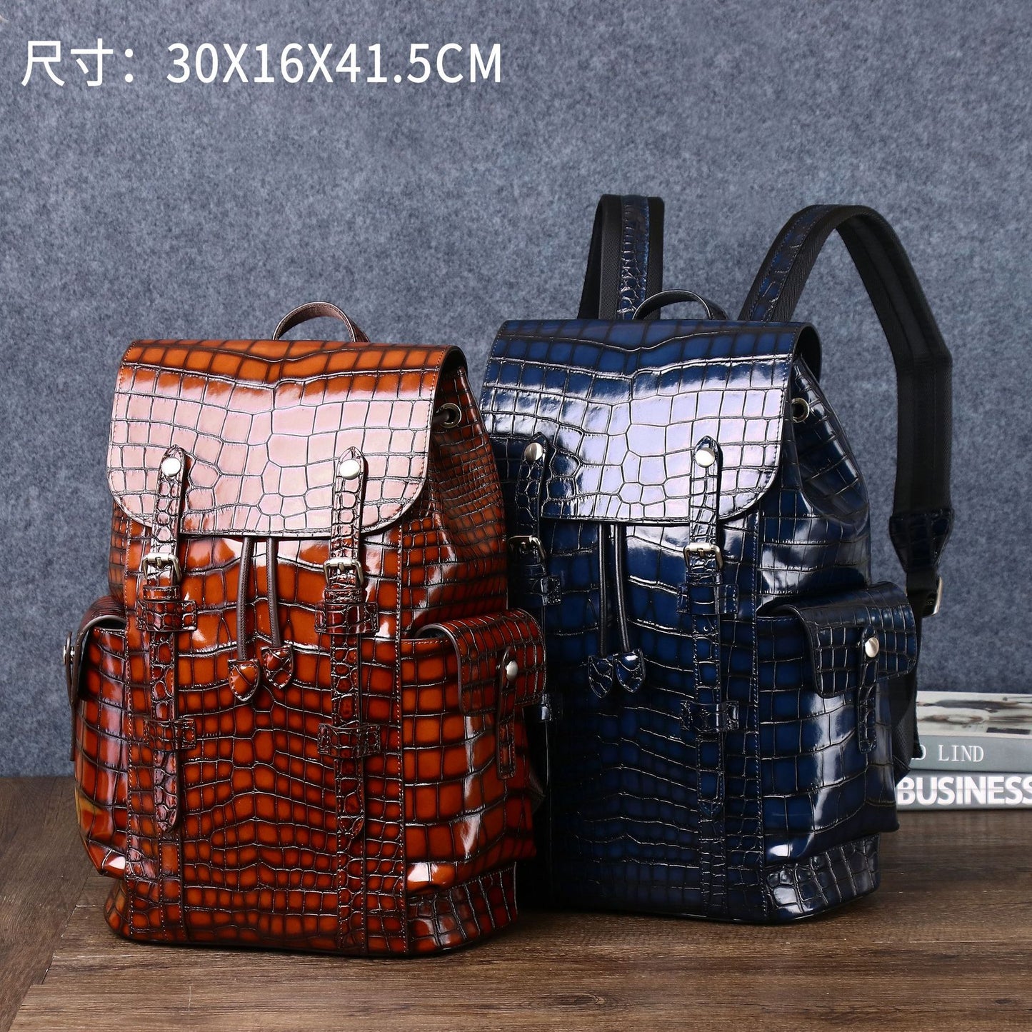 New Arrival Distressed Croc-Effect Large Briefcase for Men, A Spacious Travel Backpack with Laptop Compartment, Perfect for Outdoor & Casual Use
