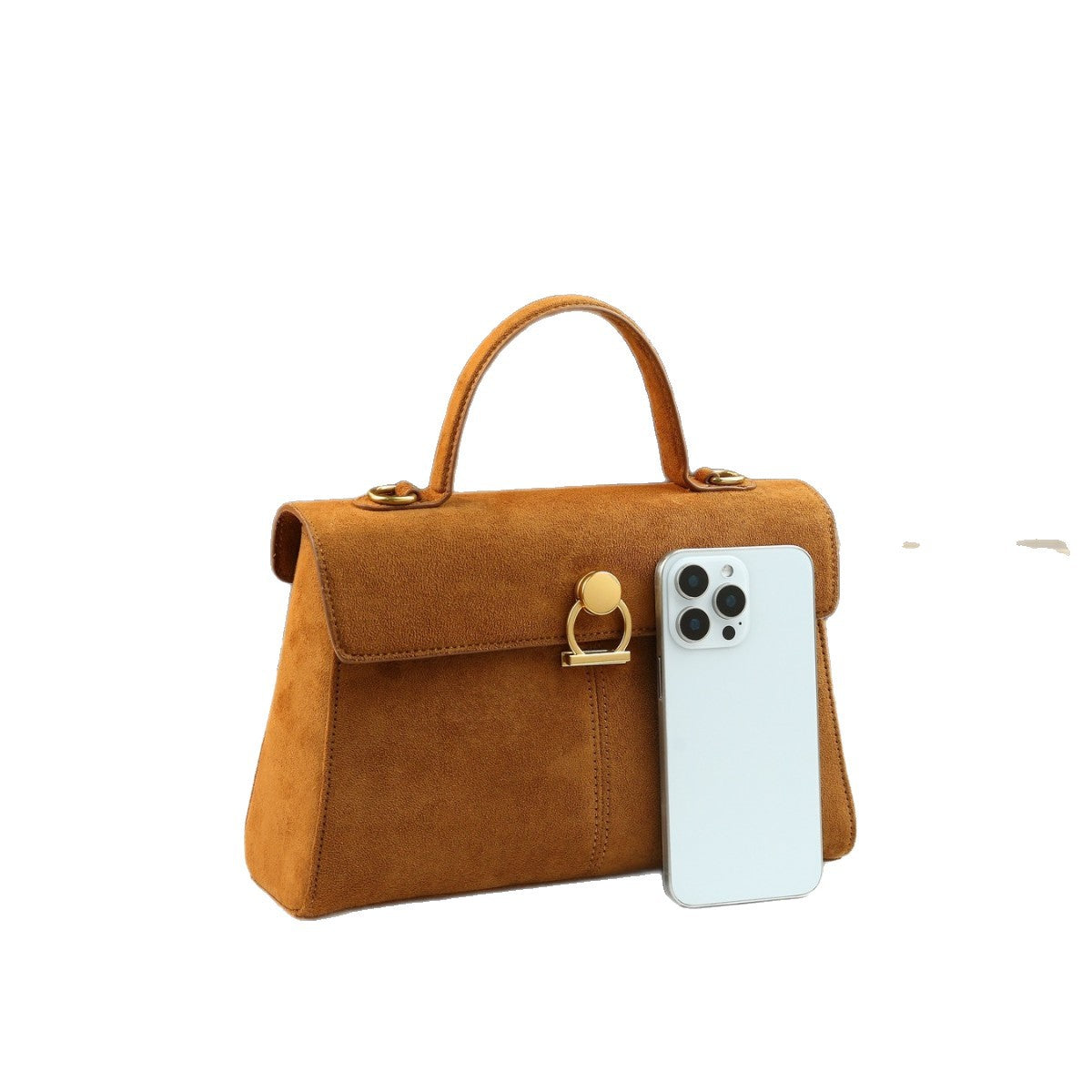Suede Tote Bag for Women Fall Winter Vintage Commuter Shoulder Crossbody Handbag, Niche Premium Purse with Soft Luxurious Texture