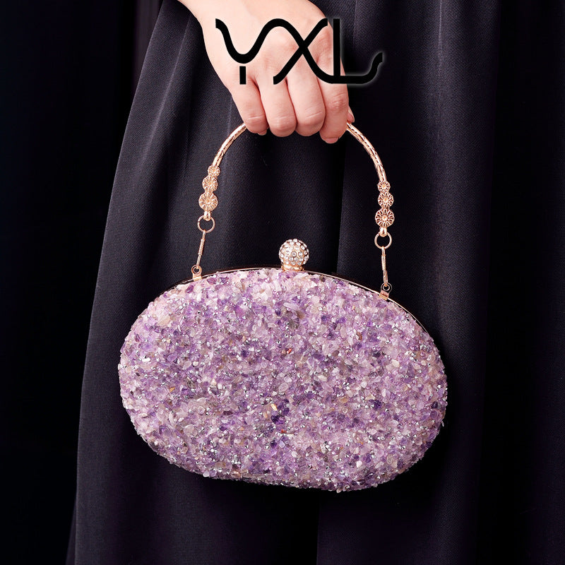Dazzling Rhinestone-Embellished Round Evening Bag for Women, A Crystal-Studded Top-Handle Formal Dress Purse Perfect for Cheongsam Banquets & Special Occasions