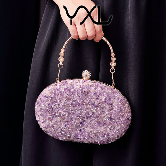 Dazzling Rhinestone-Embellished Round Evening Bag for Women, A Crystal-Studded Top-Handle Formal Dress Purse Perfect for Cheongsam Banquets & Special Occasions