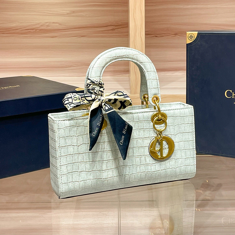 New Arrival Croc-Effect Lady-Inspired Bag for Women, A Versatile Shoulder Crossbody Top-Handle Handbag with Premium Light Luxury Fashionable Design