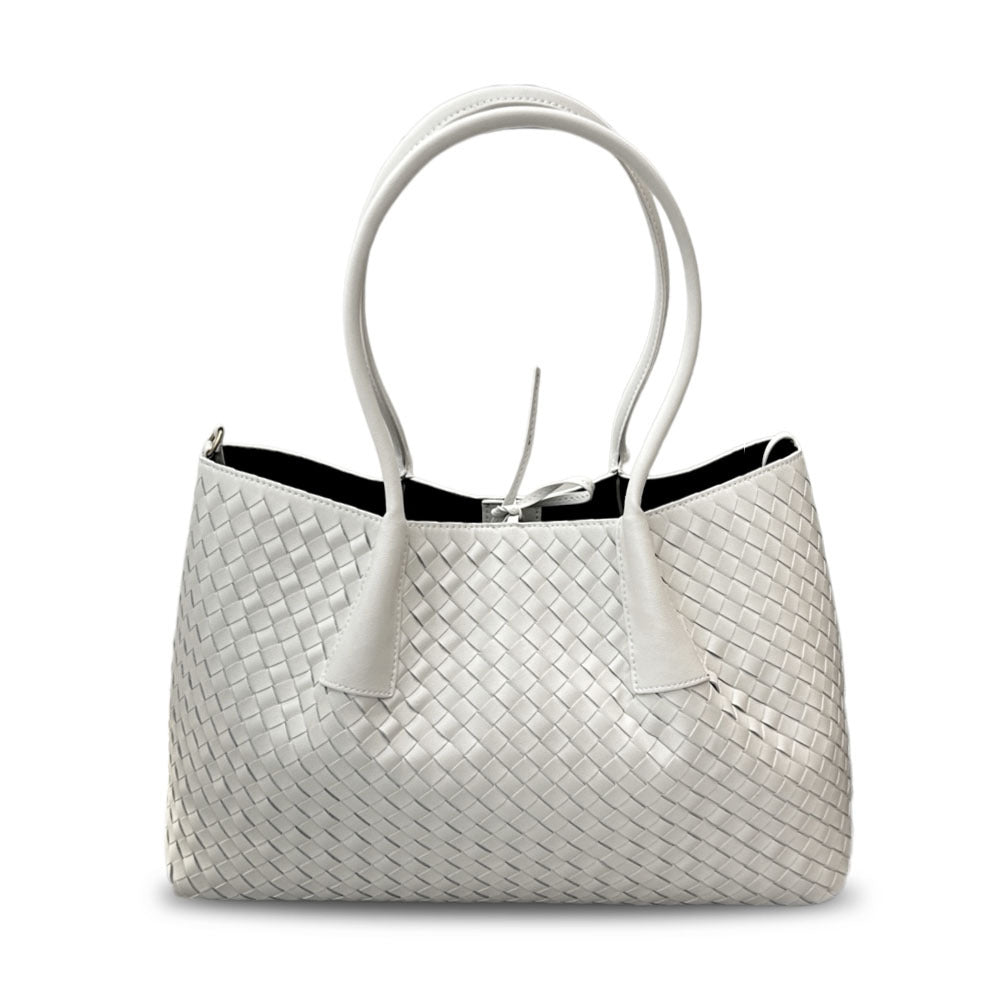 Leather New Woven Tote Bag Hand Crossbody One Shoulder Underarm Bag Women's Large Capacity Bag Mommy Bag