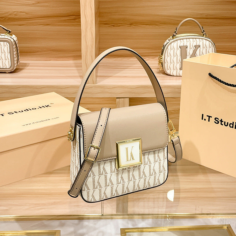 Genuine Leather Small Square Bag for Women, New Fashionable Versatile Shoulder Crossbody Underarm Purse, Trendy Everyday Handbag for Ladies