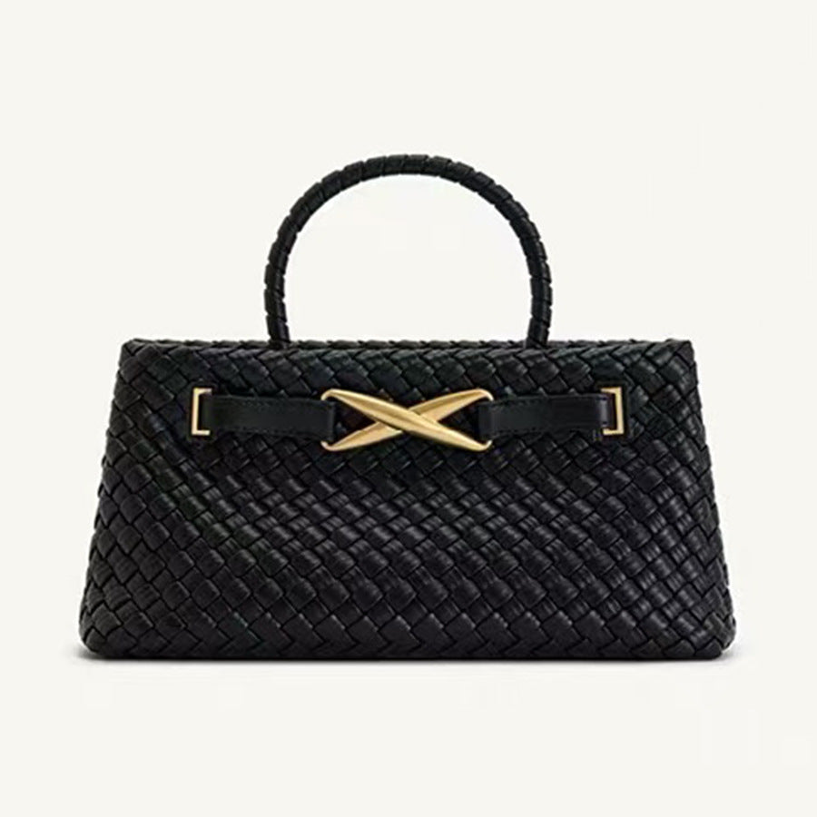 PU Woven Bucket Bag for Women Summer Shoulder Crossbody Handbag, Bestselling Versatile Purse with Natural Woven Texture