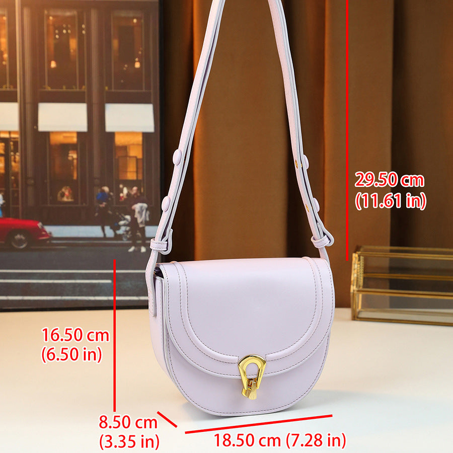 Vintage Saddle Bag for Women Korean Style Half-Moon Shoulder Crossbody Purse, Premium Textured Handbag with Versatile Elegant Design