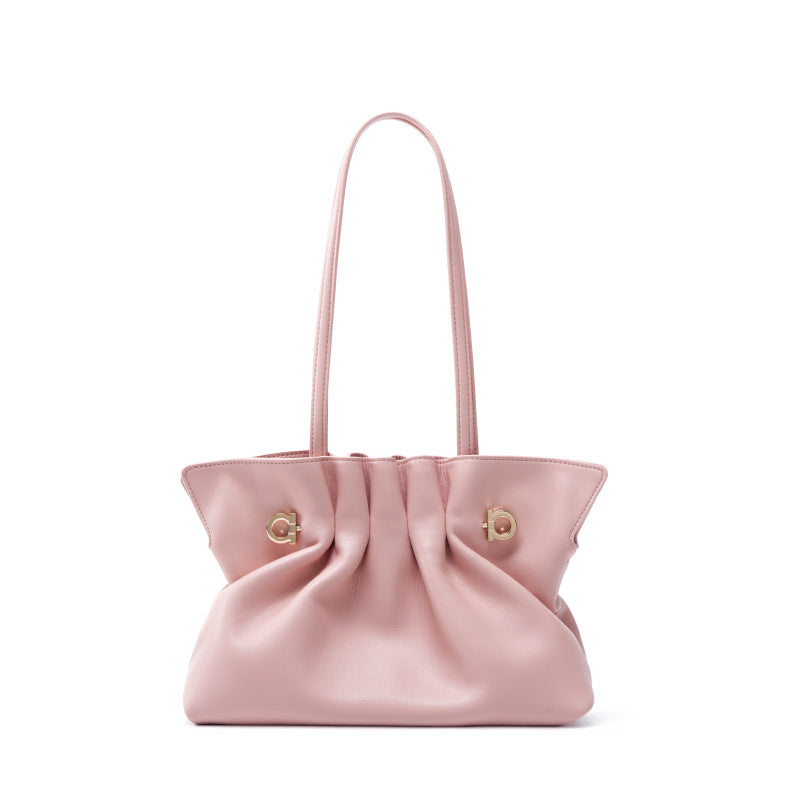 Genuine Leather Pleated Cloud Tote Bag for Women, New Versatile Fashionable Shoulder Crossbody Purse, Large Capacity Casual Everyday Handbag for Ladies