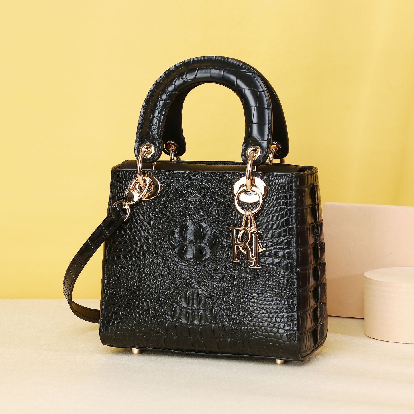 New Arrival Classic Croc-Effect 20cm Lady-Inspired Bag for Women, A Top-Handle Crossbody Shoulder Handbag with Fashionable Mini Design