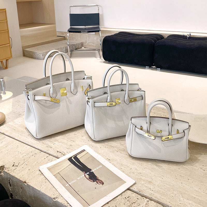 New Arrival Pebbled Genuine Leather Birkin-Inspired Tote Bag for Women, Gold-Tone Hardware with Spacious Large Capacity, Versatile Top-Handle Shoulder Handbag for Everyday Chic