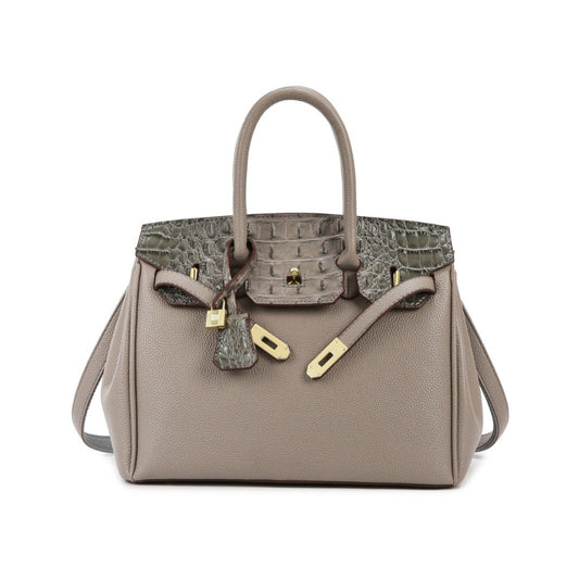 New Arrival Croc-Embossed Birkin-Inspired Tote Bag for Women, Spliced Leather Design with Versatile Top-Handle Shoulder Carry, Ideal Commuter Handbag for Work & Everyday