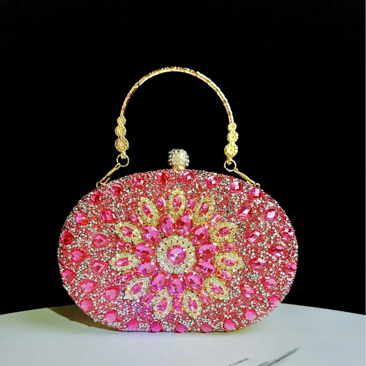 Dazzling Rhinestone Sunflower Egg-Shaped Clutch for Women, A Full Crystal Small Crossbody Bag Perfect for Cheongsam Formal Dresses Banquets & Special Occasions