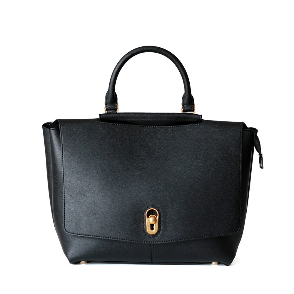Genuine Leather Commuter Tote Bag for Women Minimalist Large Capacity Shoulder Handbag, Elegant Versatile Purse with Timeless Style