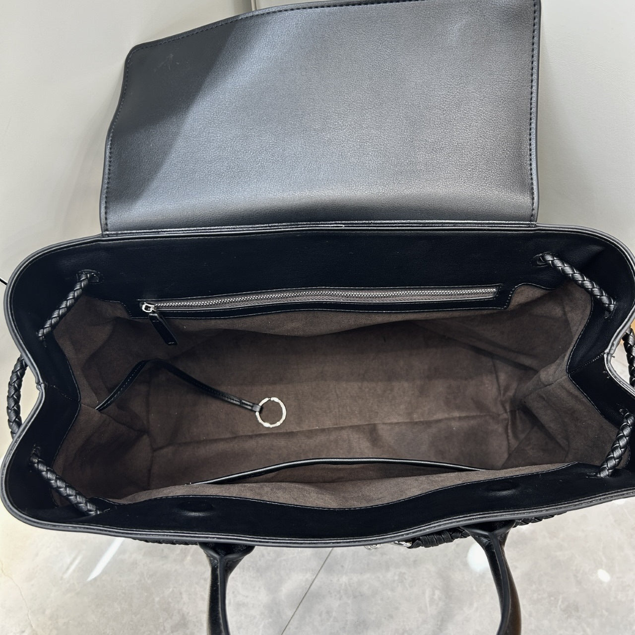 Cowhide Woven Large Tote with Silver Butterfly Buckle, Unisex Shoulder & Crossbody Bag