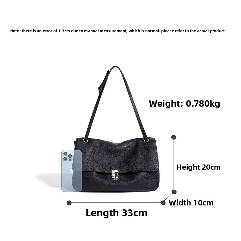New Korean Light Luxury Large Capacity Commute Bag, Versatile Crossbody Shoulder Top Handle Purse, Niche Premium Genuine Leather Handbag for Women