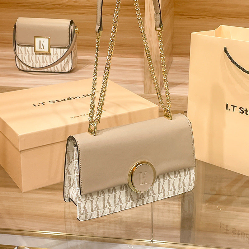 Genuine Leather Chain Small Square Bag for Women, New 2026 Fashionable Crossbody Purse, Trendy Mini Handbag for Ladies