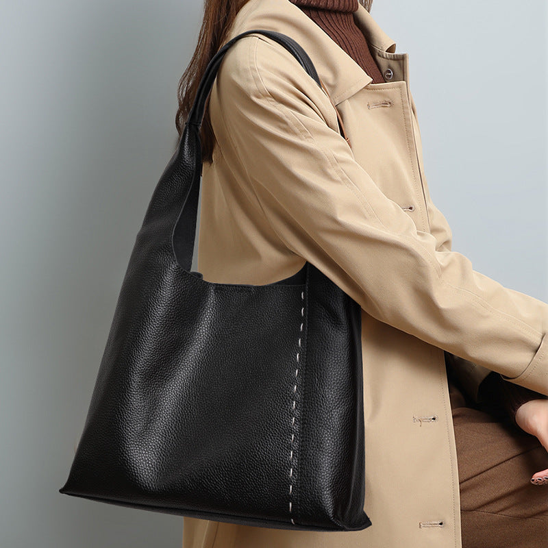 2026 Fall New Soft Cowhide Large Capacity Tote Bag, Fashionable Versatile Commute Top Handle Shoulder Purse, Premium Leather Handbag for Women
