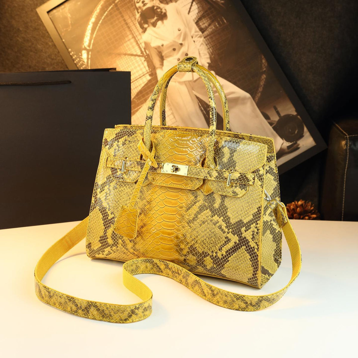 Chic Genuine Leather Birkin-Inspired Tote Bag for Women, Premium Large Capacity Shoulder Crossbody Handbag with Elegant Timeless Design, Versatile Everyday Purse