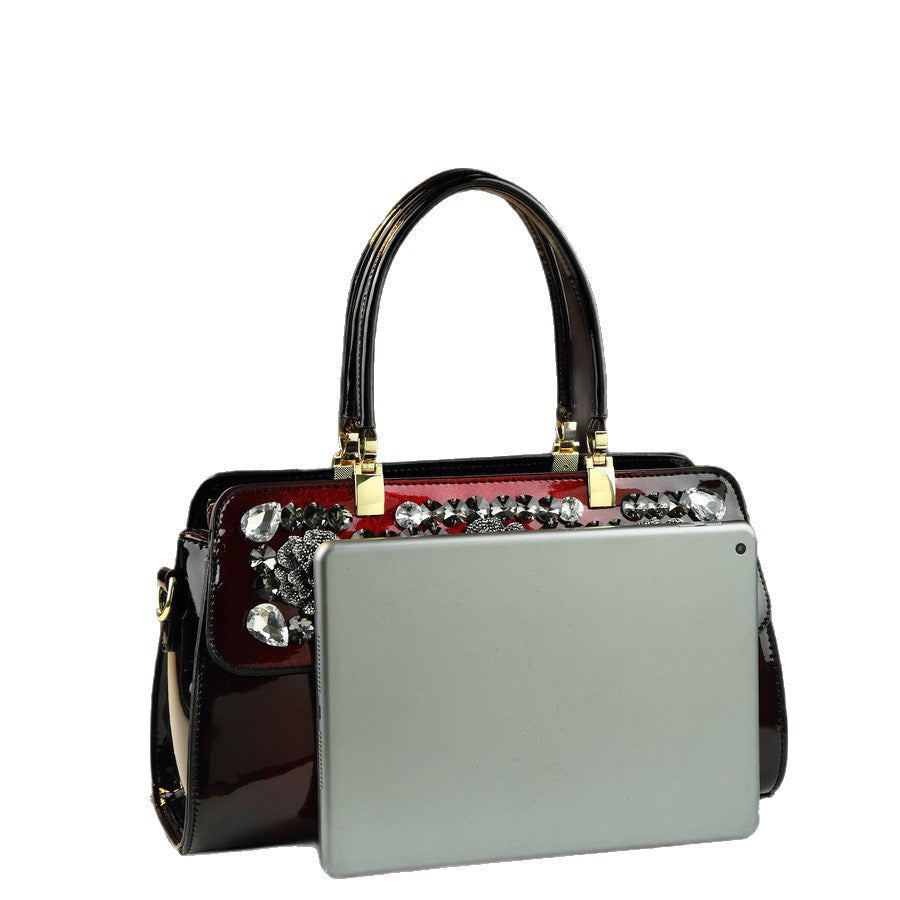 Flower Rhinestone Embellished Boston Bag for Women Shoulder Crossbody Handbag, Premium Versatile Purse with Elegant Floral Design