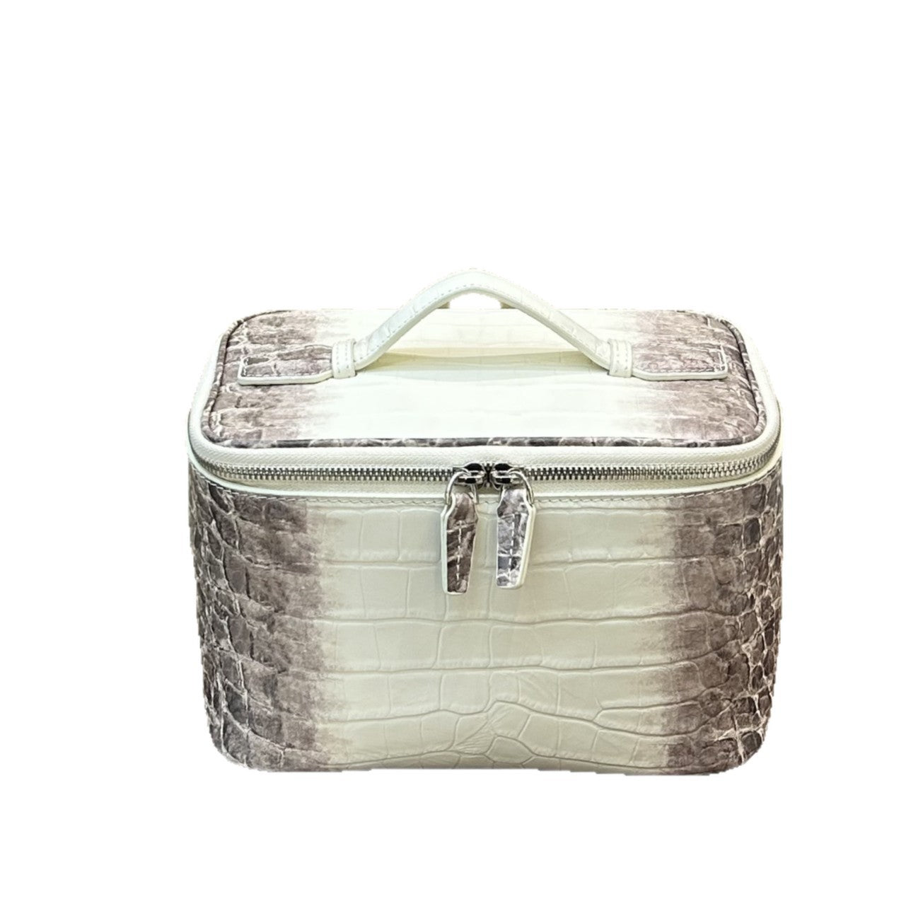 New Arrival Croc-Effect Genuine Leather Makeup Bag for Women, A Premium Top-Layer Cowhide Large Capacity Portable Storage Pouch Perfect for Travel & Daily Use