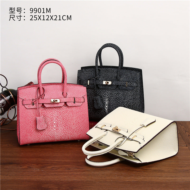 New Arrival Starlight Rhinestone Genuine Leather Birkin-Inspired Small Bag for Women, Pearl-Effect Crossbody Shoulder Handbag Perfect for Banquets & Special Occasions