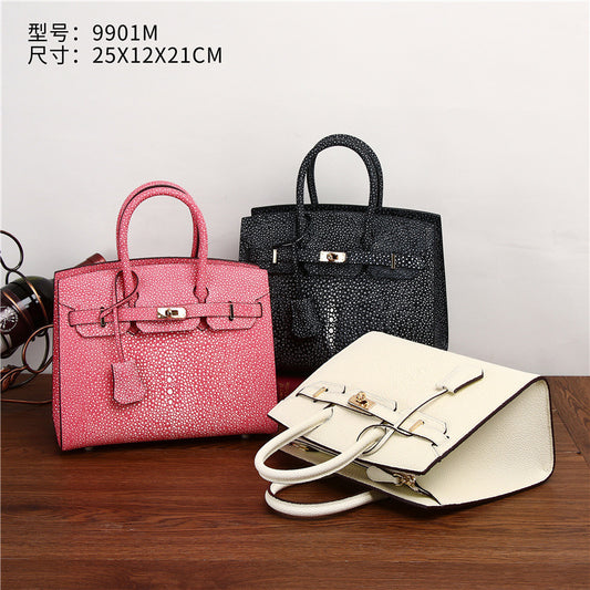 New Arrival Starlight Rhinestone Genuine Leather Birkin-Inspired Small Bag for Women, Pearl-Effect Crossbody Shoulder Handbag Perfect for Banquets & Special Occasions